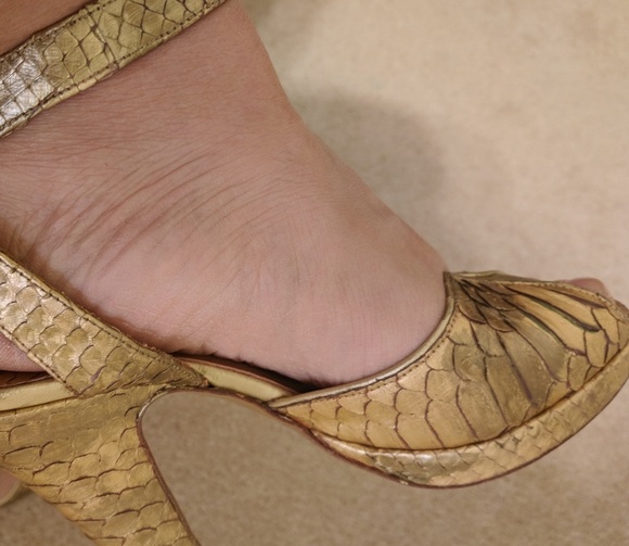 Terry de Havilland Gold Python Platform Sandals - Picture 4 of 8